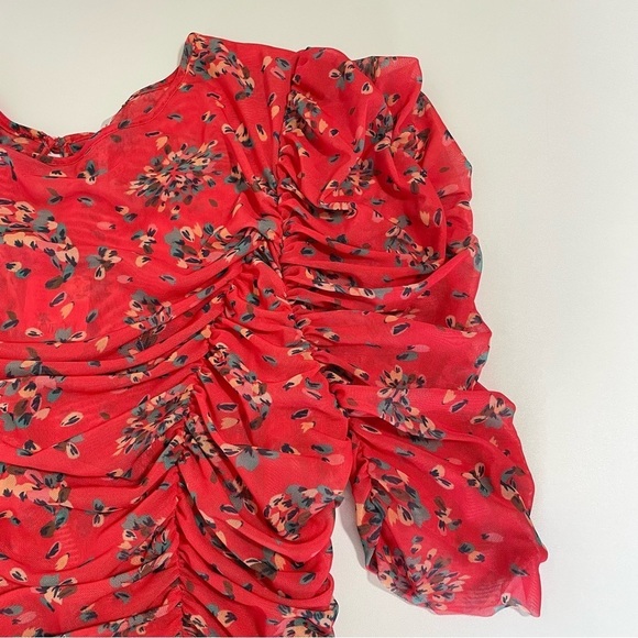 NWT Free People Briella Ruched Floral Midi Dress Bloom Combo Red XL - Picture 13 of 16